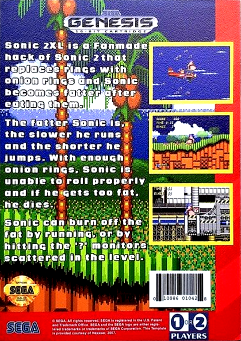 Sonic 2 XL (Hack) — Box back